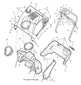 Body Covering Diagram and Parts List for 1695518-18-2811-29RS 2008 Briggs and Stratton Snow Blower